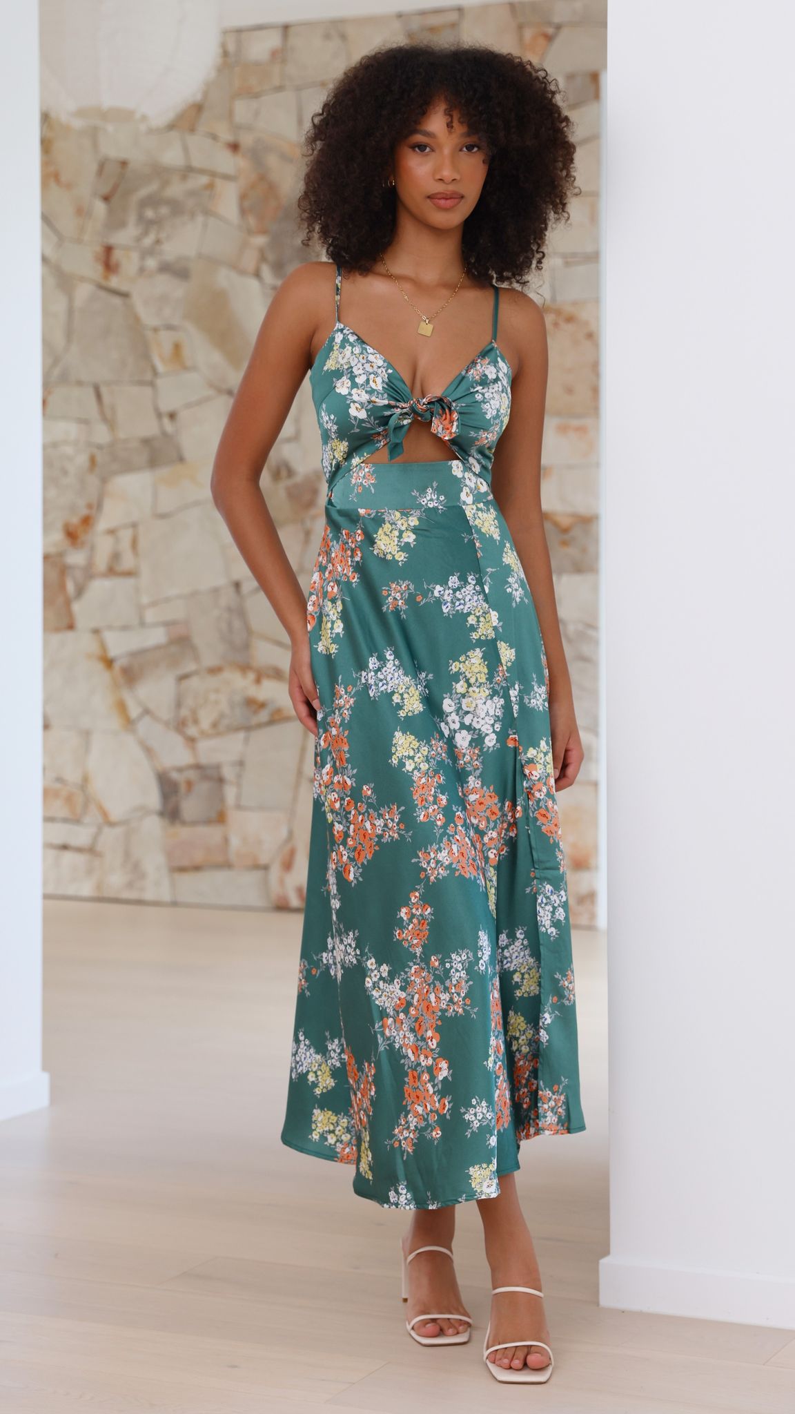 Dreamers Midi Dress - Green Floral - Billy J