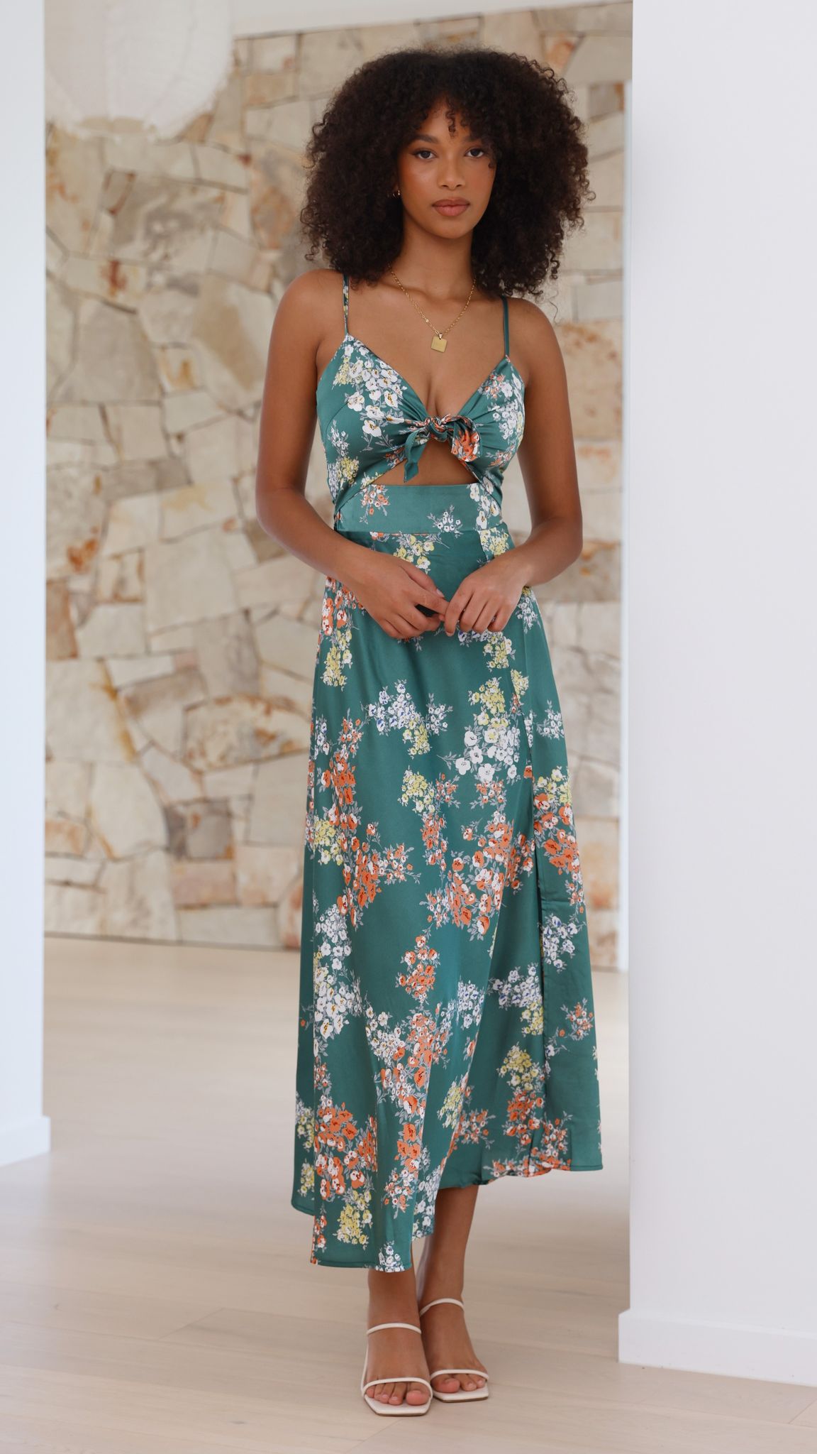 Dreamers Midi Dress - Green Floral - Billy J