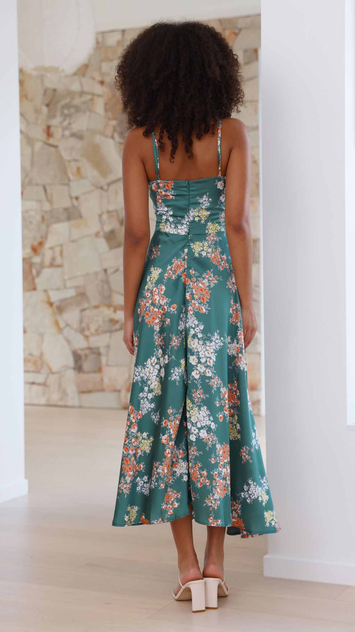 Dreamers Midi Dress - Green Floral - Billy J