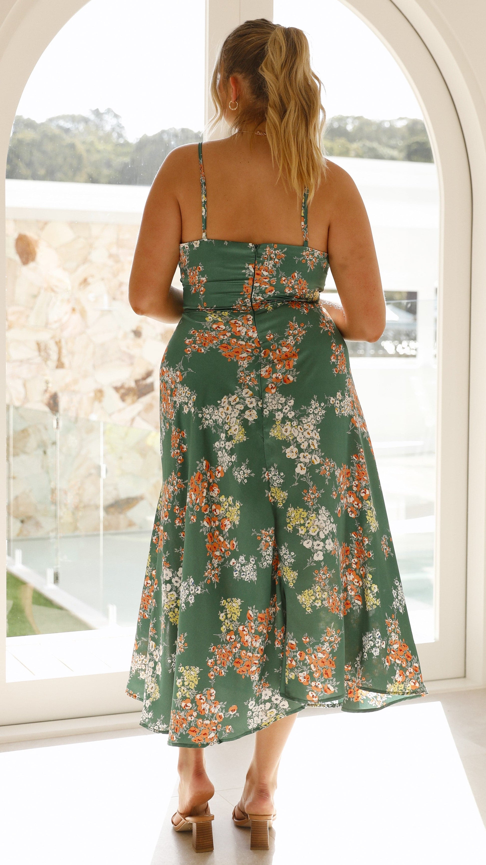 Dreamers Midi Dress - Green Floral - Billy J