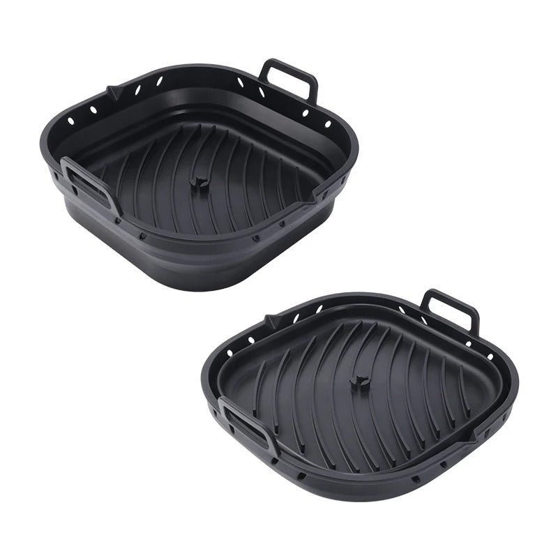 Panier en Silicone à Double Compartiment Réutilisable pour Airfryer (5.8L à 8L)